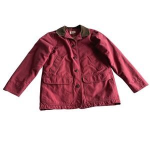 L.L. Bean VTG Insulated Cord Collar Barn Chore Utility Berry Red Jacket Coat M